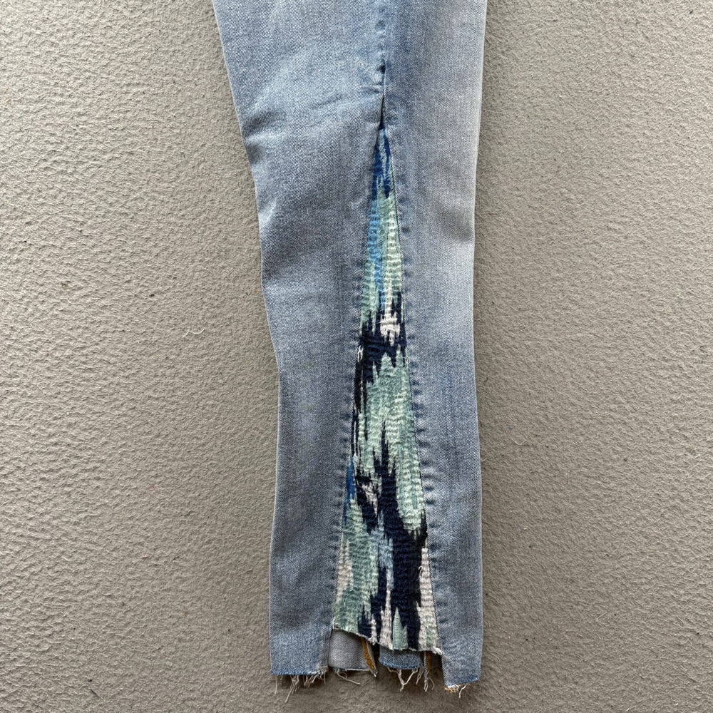 Driftwood Indie Jeans Women’s Size W27 Flared Crop Patchwork Raw Hem Boho Hippie - Picture 15 of 16